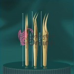 Pensete pentru gene false fir cu fir Ice Flower Anti-static 3D - ST222 Aurii, set 3 bucăți 3D Grafity Pensete pentru gene false fir cu fir Ice Flower Anti-static 3D - ST222 Aurii, set 3 bucăți 3D Grafity